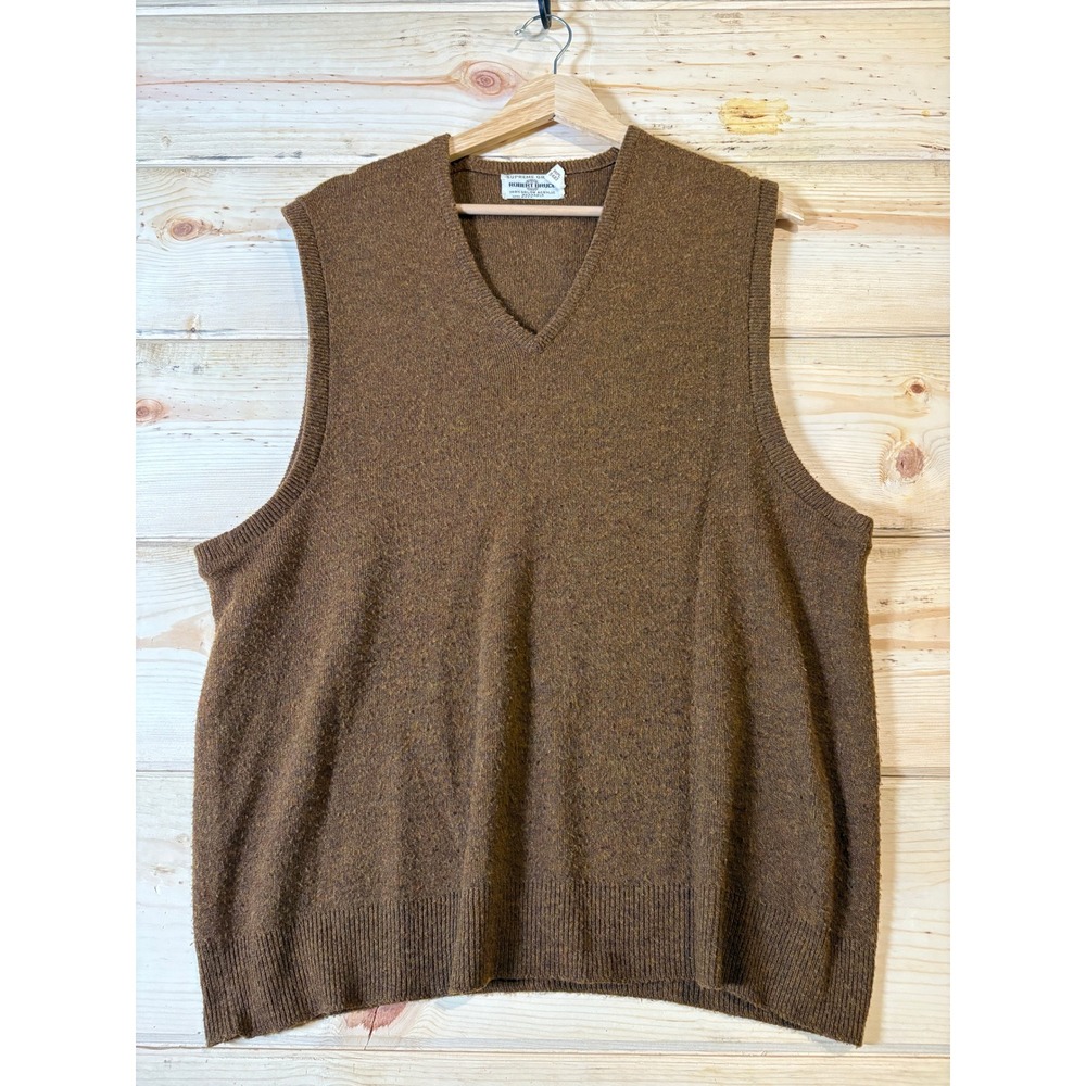 Vintage Robert Bruce Sweater Vest XL Brown Supreme‎ Orlon Acrylic USA Made